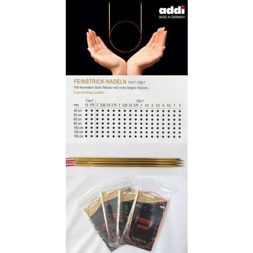 Addi 775-7 80cm Fixed Circular Lace Knitting Needles with Extra Sharp Gold Tips 1.5mm 1.75mm 2.0mm 2.25mm 3.0mm 4MM 5MM 7MM 8MM