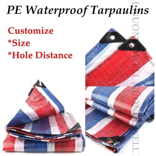 Customize Size 0.25mm PE Tarpaulin Rainproof Cloth Lightweight Balcony Cover Sunshade Tarp Waterproof Camping Tarp Truck Cover