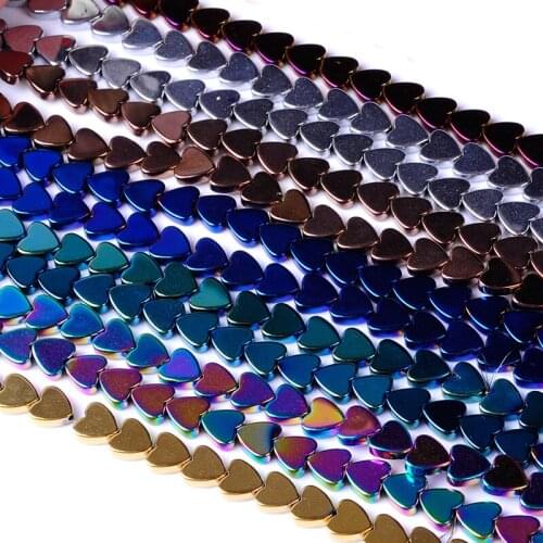 5 strands 4/6/8/10mm Natural Stone Bright Hematite Beads Heart Shape beads for DIY Necklace Bracelet Jewelry Making Accessories