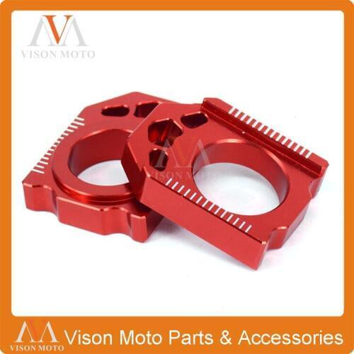 CNC Rear Chain Adjuster Red Axle Block For Honda CR125 CR250 CRF250R CRF250X CRF450R CRF450X Motocross Enduro Dirt Bike