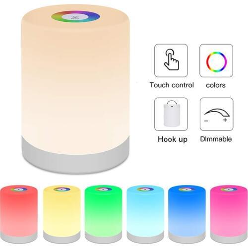 Colorful Dimmable night light touch control USB charging powered lighting multi-function LED lamp for bedroom outdoor lighs