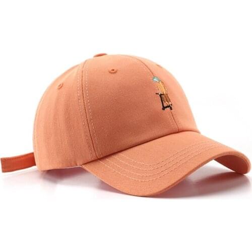 Cartoon Figure Embroidery Baseball Cap Solid Color Sunscreen Adjustable Dad Hat