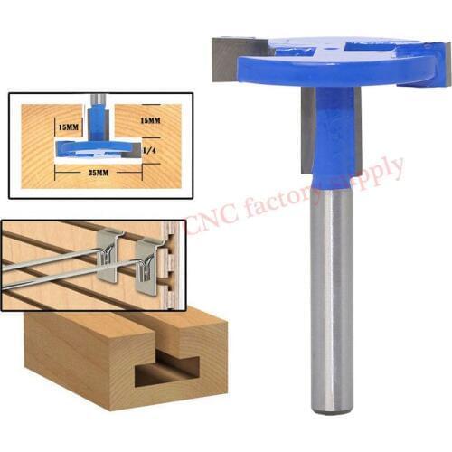 1pc 1/4" T-type Shank Milling Cutter Tungsten Carbide Router Tongue Groove Router Woodworking Tenon Cutter Hand Machine Tools