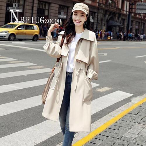 2020 Autumn New Korean Fashion Loose Women Coat Waist Strap Pocket Female Jacket