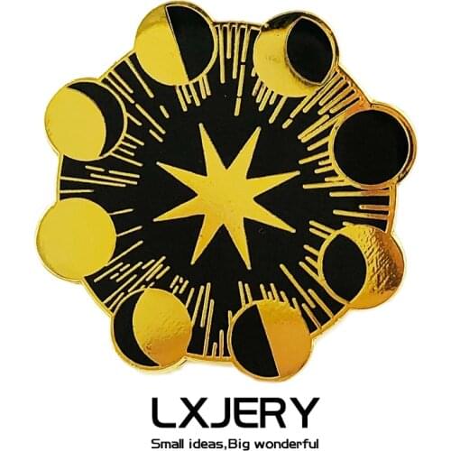 LXJERY Cartoon Phase Of The Moon Pins Badge On Backpack Funny Brooch Pins For Clothes Broche For Women Girl Schoolbag
