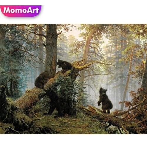 MomoArt Diamond Mosaic Cross Stitch Bear Handmade Gift 5D Animal Diamond Painting Embroidery Full Square Home Decor