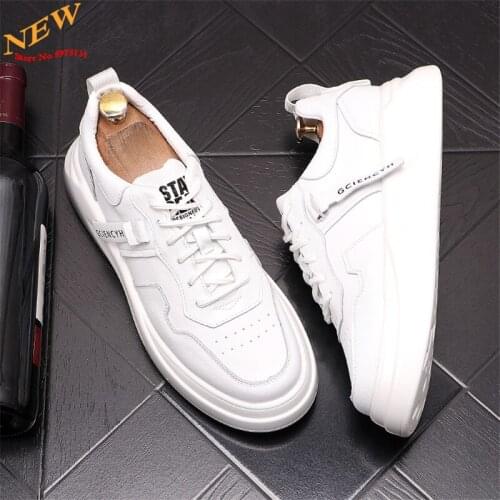 Autumn New White Leather Men Casual Sneakers Shoes Hip Hop Flat Board Shoes Tennis Zapatillas Hombre
