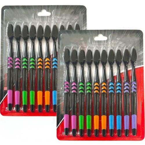 10Pcs Family Set Toothbrush Soft Bamboo Charcoal Adult Cleancare Gums Fine Hair Home Unisex Healthy Teeth Cleaning Brush