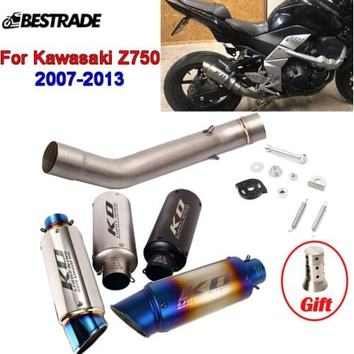 For Kawasaki Z750 2007-2013 Motorcycle Exhaust Tips 51mm Muffler Slip On Middle Link Pipe With DB Killer Stainless Steel Escape