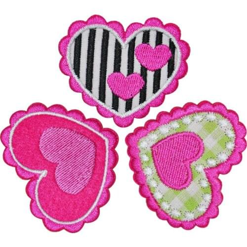 New Arrival Heart Love Iron on Patches Sewing Embroidered Applique for Jacket Clothes Stickers Badge DIY Apparel Accessories