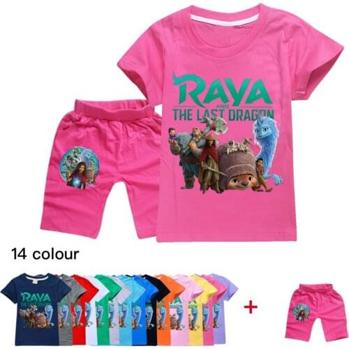 Disney Raya and The Last Dargon New boys and girls clothing sets fashion cotton baby T-shirt + shorts two-piece sets