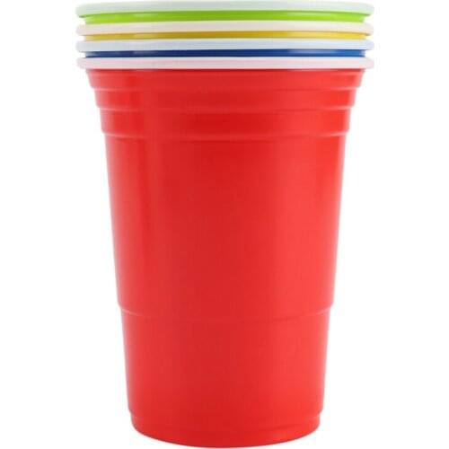 HGHO Disposable Plastic Cup Wedding Birthday Party Cup 16Oz Various Color Thickened Plastic Cup