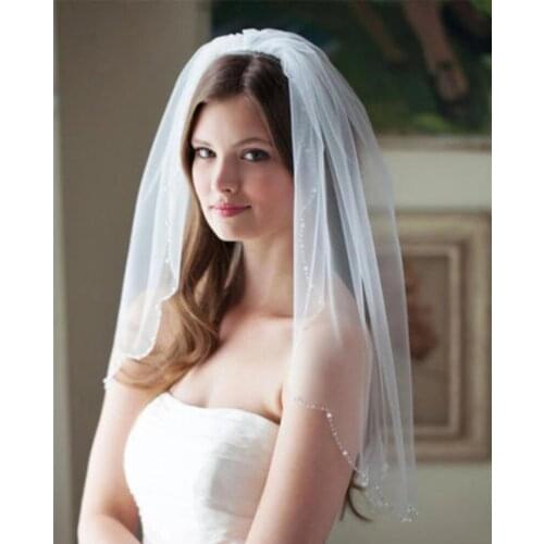 Ultimatedly One Layer White/Ivory Cut Edge Wedding Veil Lace Bride Veil Blusher Veil Cheap bridal Veil