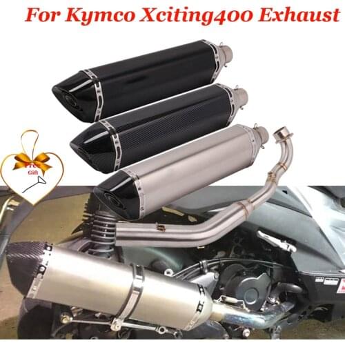 Complete system for kymco xciting400 exhaust device sliding exhaust pipe muffler with removable exhaust 570 mm