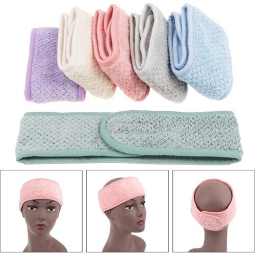 Eyelashes Extension Spa Facial Headband Wrap Head Terry Cloth Headband Make Up Stretch Towel With Magic Tape Makeup Accessories