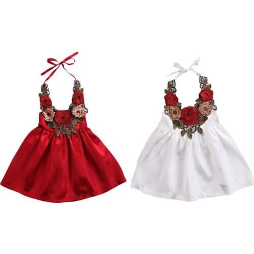 Pudcoco US Stock Toddler Kids Baby Girls Dress Party Rose 3D Flower Dress Pageant Clothes Summer 6M-5T