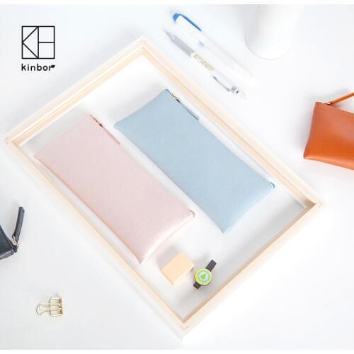 Kinbor Colorful PU Pencil Case Gift Back To School Suppliers Gift Office Tools Stationery Bag
