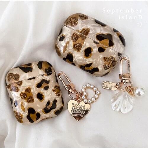 Luxury Leopard Pearl Case for Apple Airpods 1 2 3 Case Bracelet Chain Case for AirPods Pro Cover Bluetooth Earphone Accessories