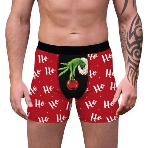 Sexy Humorous Underwear Christmas Holiday Boxer Briefs Funny Printed Breathable Underpants Panties Male Novelty Boxer Shorts