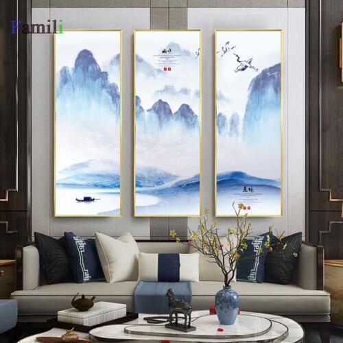 Modern Chinese painting 3 Piece Canvas Painting Abstract Landscape Painting Prints For Modern Living Room Bedroom Decor Wall Art