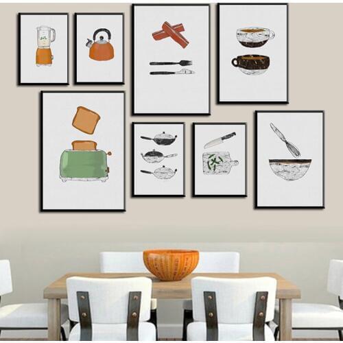 Modern Posters And Prints On Canvas Wall Art Tableware Painting Cooking Supplies Pictures For Kitchen Room Nordic Decoration