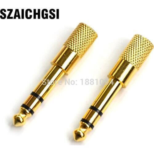SZAICHGSI Gold 6.5mm 1/4"Male plug to 3.5mm 1/8"Female Jack Stereo Headphone Audio Converter Adapter For Microphone 500pcs