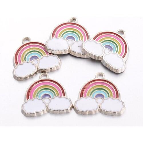 Tibetan Silver Alloy Drop Oil Rainbow Tassel Pendant Necklace Making Accessories DIY Jewelry Eyes Craft to Make Resin Bracelet