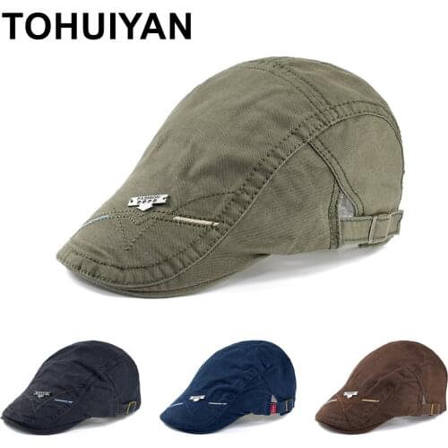 TOHUIYAN Casual Newsboy Cap For Men Vintage Cotton Boina Gatsby Hat Fashion Baker Boy Hats and Caps Women Duckbill Visor Hats
