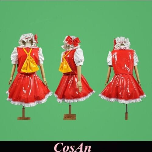 Touhou Project Flandre Scarlet Cosplay Costume Red White Assorted Colors Patent Leather Uniform Role Play Clothing Custom-Make