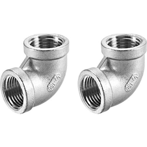 Uxcell 2pcs Stainless Steel 201 Cast Pipe Fitting 90 Degree Elbow 1/2 BSPT Female X 1/2 BSPT Female Thread to air water etc