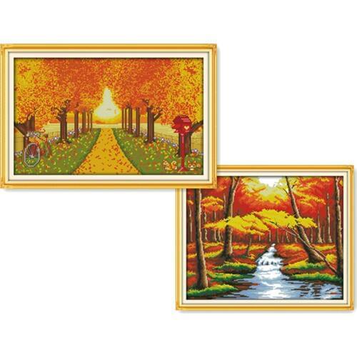 Everlasting Love Autumn Scenery Chinese Cross Stitch Kits Ecological Cotton Stamped Printed 11CT DIY New Christmas Decorations