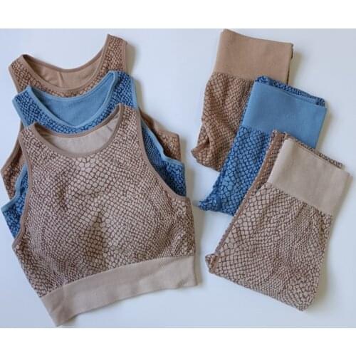 Snake Print Workout Clothes For Women 2021 Running Bra Fitness High Waist Yoga Pants Sport Suit Gym Seamless Leggings Tracksuits