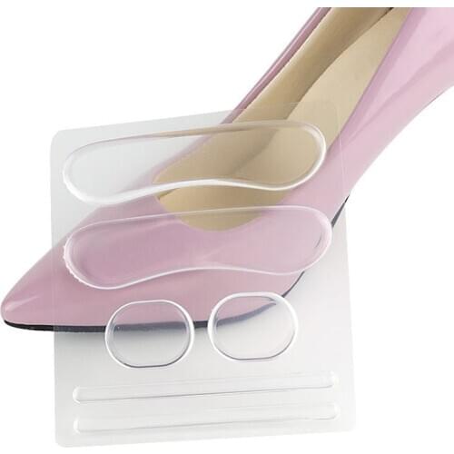 1Set Womens Shoes Stickers Transparent Silicone High Heels Sandals Protector To Prevent Friction Pain Heel Invisible Insoles