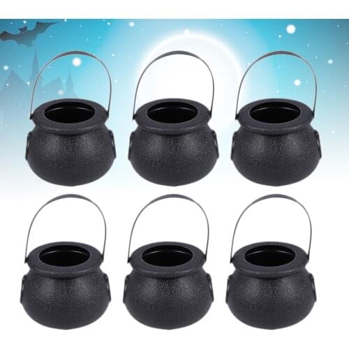 11pcs Black Candy Jars Kettles Handheld Candy Bucket Pendant for Party