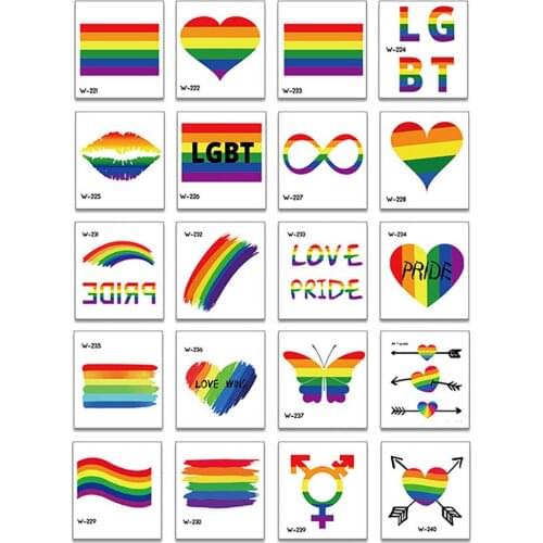 20PCS LGBT Rainbow Temporary Tattoos Waterproof Lovely Body Art Fake Tatoo Rainbow Temporary Waterproof