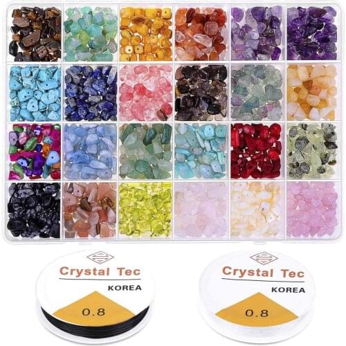 24 gravel natural stone beads DIY handmade jewelry accessories boxed combination beads for jewelry making