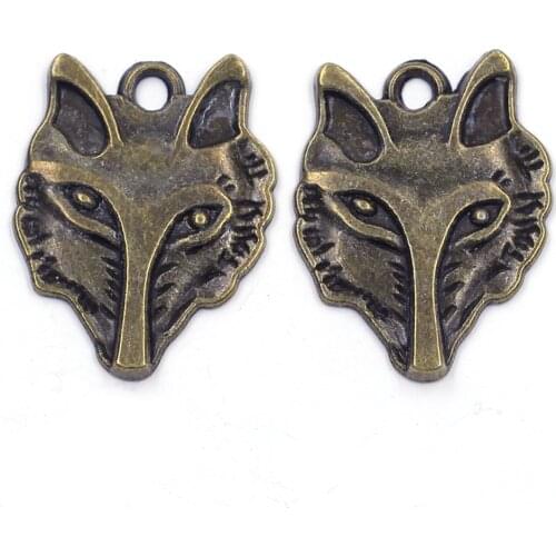 4Pcs Pendants Fox Wolf Head Animal Theme Bronze Tone Zinc Metal Alloy For Charms Necklaces Jewelry Making Finding 31x25mm