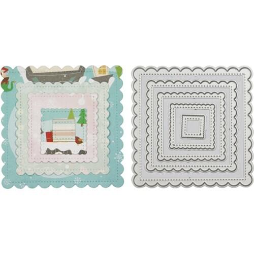 5pcs Square Shape Frame Background Frame DIY Scrapbook Album Paper Card Metal Cutting Dies Paper Embossing Cutting Template