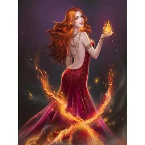 DIY Diamond Embroidery, 5D Diamond Painting Cross Stitch,Fire Princess,Diamond Mosaic, Needlework,Wall Decoration, Gift L541
