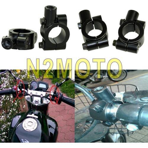 Aluminum Motorcycles Black 7/8" Handlebar Mount Clamp Holder 10mm Mirror Adaptor for Honda Universal