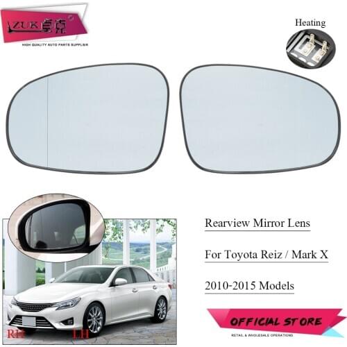 ZUK Car Outside Reversing Lens Side Wing Back Up Mirror Glass With Heated For Toyota Mark X / Reiz 2010-2015 For Prius 2010-2017