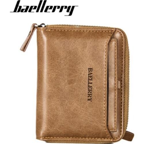 Baellerry mens wallet Retro mens horizontal zipper wallet card wallet Young male wallet purse carteira masculina wallet men
