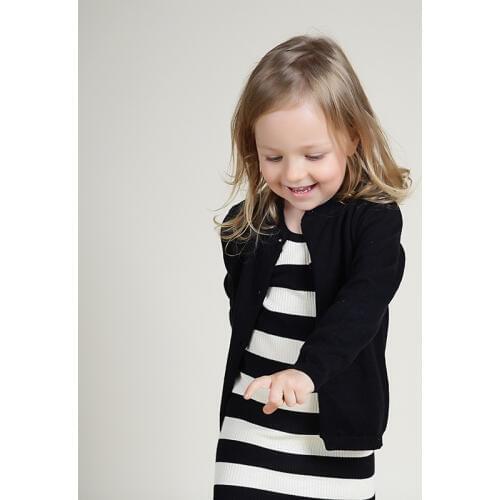 Girls Black Long Sleeves Cardigan Sweater Kids Cotton Crochet Knit Sweaters Children Autumn Winter Casual Coat Tops Clothing