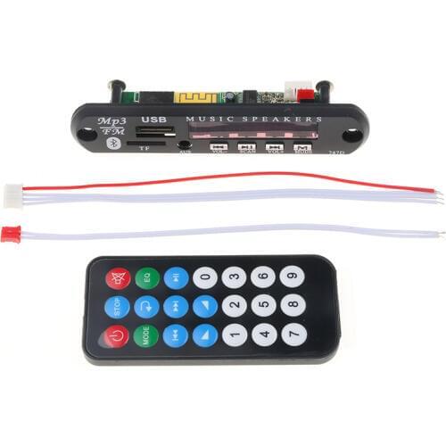 Kebidu Bluetooth V5.0 MP3 WMA WAV Decoder Board 5V 12V Wireless Audio Module Color Screen USB TF FM Radio For Car accessories