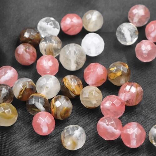4 6 8 10 12mm Multicolor Watermelon Round Loose Quartzs Crystal Beads for Jewelry Making Faceted DIY Bracelet Necklace 15" A698