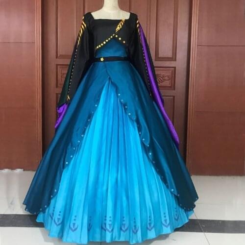 Ice Snow Cosplay Anna Coronation Costume Adult Women Party Princess Dress Halloween Christmas Ball Gown