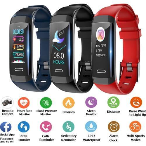 2019 Newest Smart Bracelet Band IP67 Smart watch Gift Waterproof Trajectory Calls Reject Heart Rate Blood Pressure Wristwatch