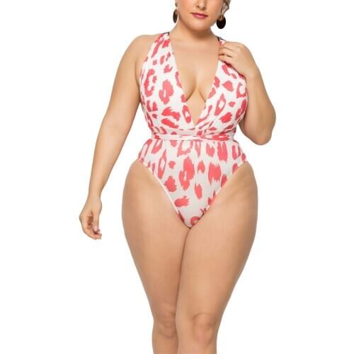New Large Size Sleeveless WomenS Sexy One-Piece Bikini Ladies Print Backless Cross Bandage Vest Style Slim Swimsuit Suit