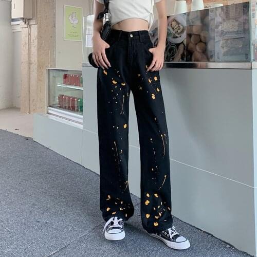 Straight Black Korean Vintage Clothes WomenS High Waist Trousers Fashion Jeans Pants For Girls Streetwear 2021 Autumn Spring