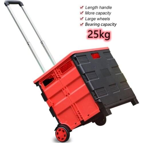 Foldable Garden Cart Two Wheeled Handcart Shopping Cart Lightweight Hand Utility Cart with Adjustable Handle עגלות קמפינג